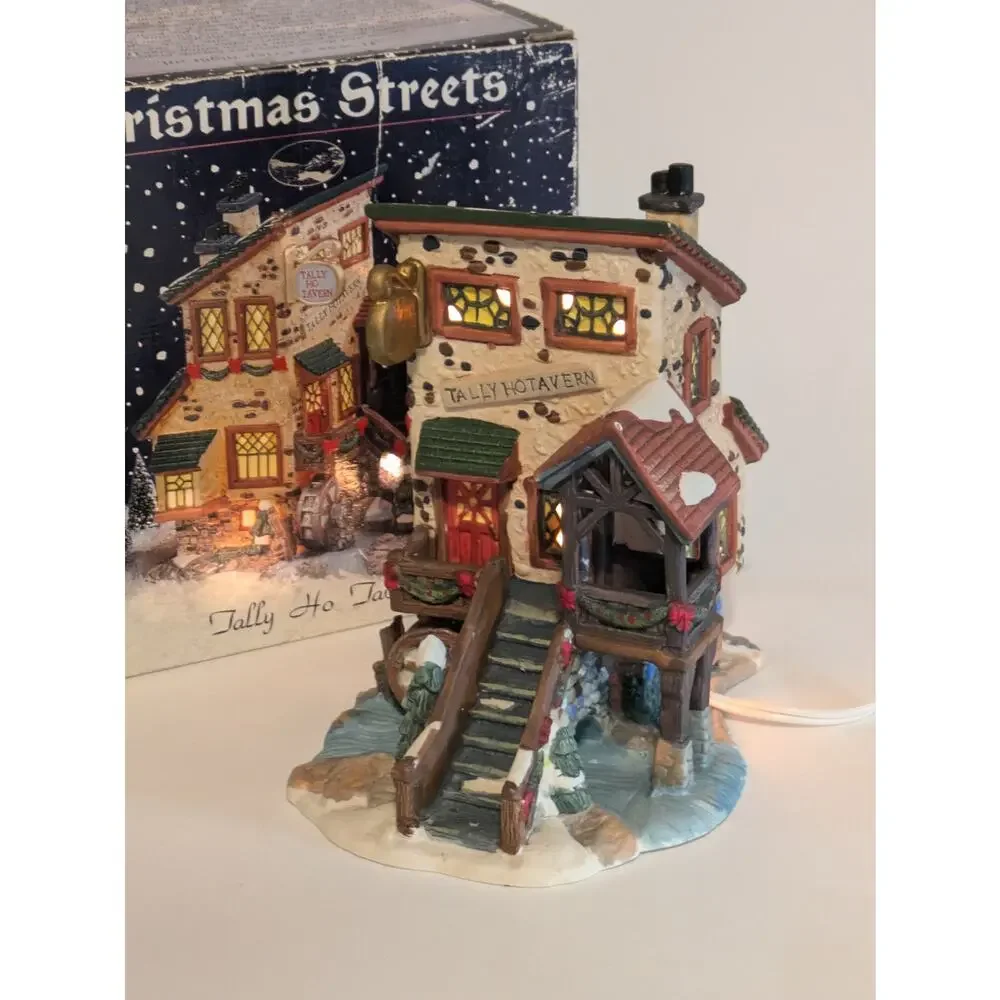 Christmas Streets Village Tally Ho Tavern Lighted Holiday Building Piece 1999